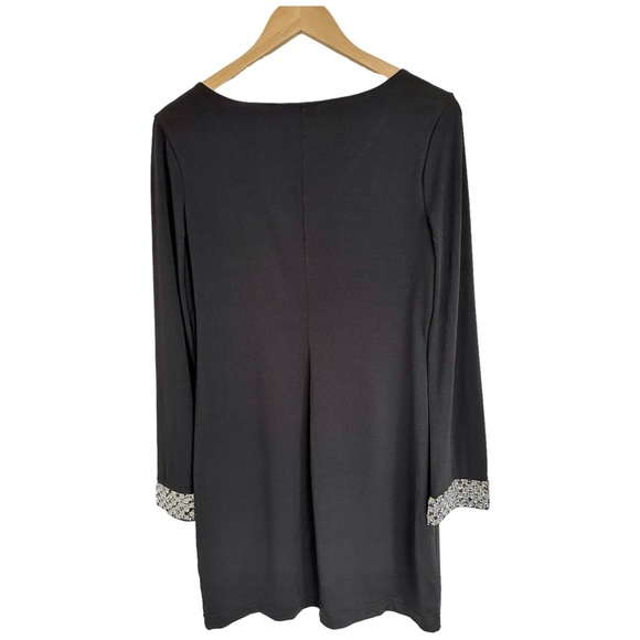 Venus Little Black Dress V-Neck Long Sleeves Sparkly Jeweled Cuffs Size Small - Picture 8 of 11